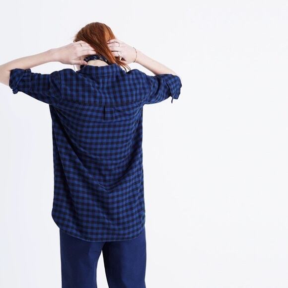 Madewell Black and Blue Gingham Long Sleeve Button Down Shirt Size Small - Picture 2 of 14